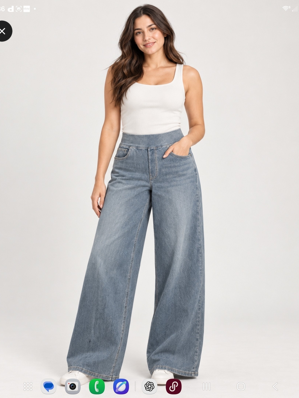 Wide Leg High-Rise Jeans in Light Blue - Women Size XL